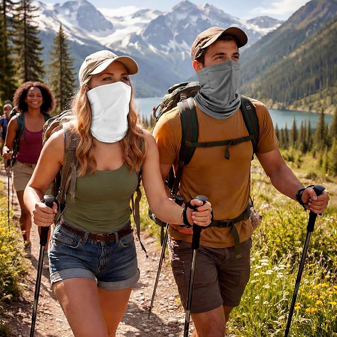 Geyoga Adjustable Cooling Neck Gaiter Breathable Summer Face Mask with Mesh Holes Strap UV Protection Neck Cover for Men