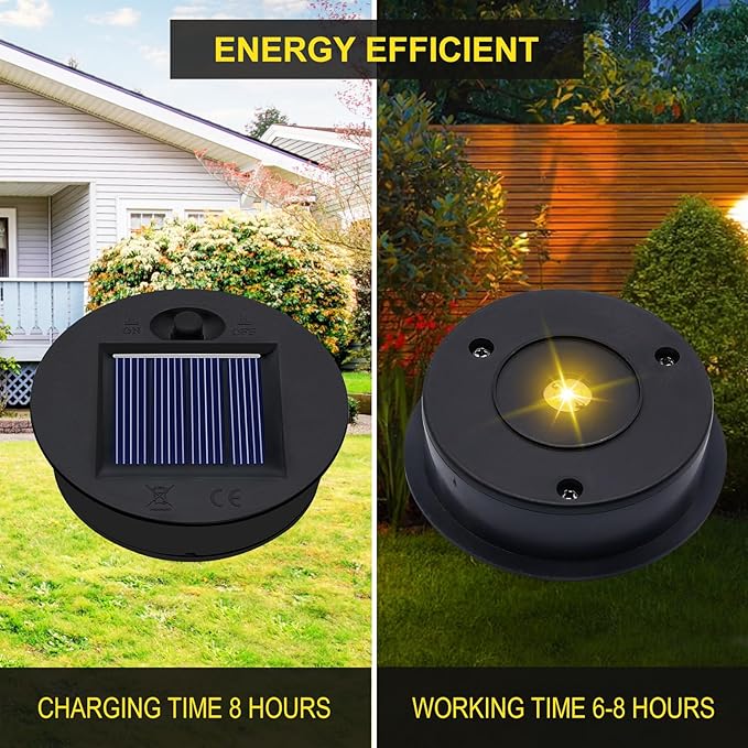 Solar Lights Replacement Top 4 Pack - 2.76 Inches Outdoor Replacement Solar Light Parts, LED Solar Lantern Light Lids, Waterproof Solar Lights Replacement Top Kit for Outdoor DIY Hanging Lanterns