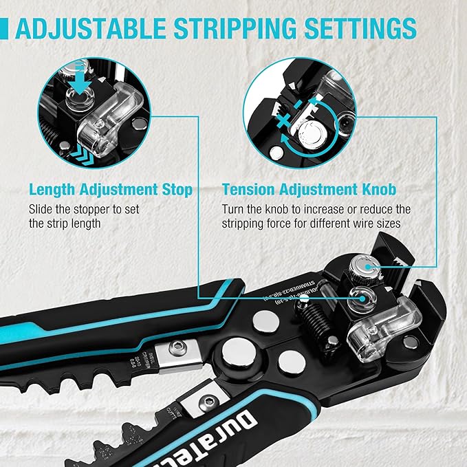 DURATECH Self-Adjusting Wire Stripper, 3-in-1 Automatic Wire Stripper Tool for 22-7 AWG Stripping and 22-10 AWG Crimping, Stripping/Crimping/Cutting Tool for Electrical Work
