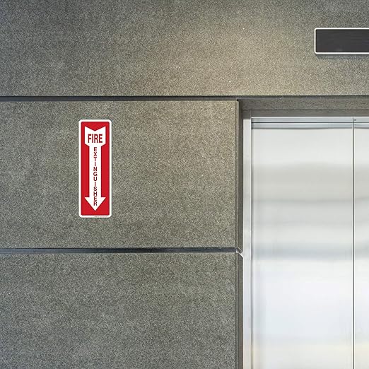 Fire Extinguisher Decal Self Adhesive Sticker 4x12" 4 Mil Vinyl SignIndoor & Outdoor Use UV Protected & Waterproof Sleek (3 Pack)