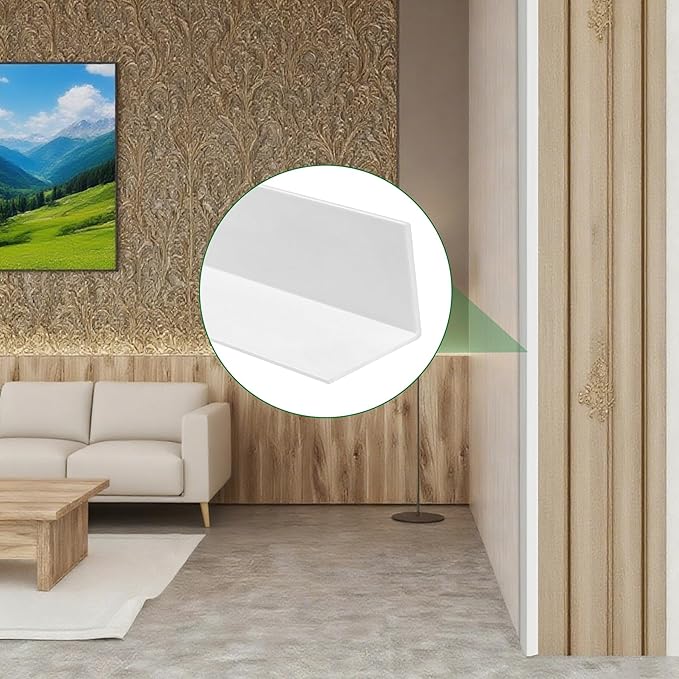 10 Pieces 1-1/8 x 48Inch Wall Corner Protector Guards, Plastic Walls Edge Protector for Walls, Cabinet, Door Frame Protection, White, Adhesive Tape Not Included