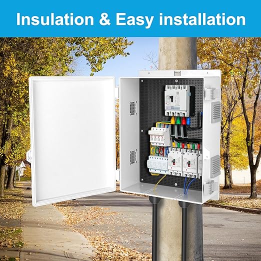 Electrical Junction Box, Outdoor Water Resistant Nema Enclosure, Ventilated ABS Plastic WiFi Project Box with Internal Mounting Panel & Hinged Cover 15.7" Lx 11" Wx 4.1" H