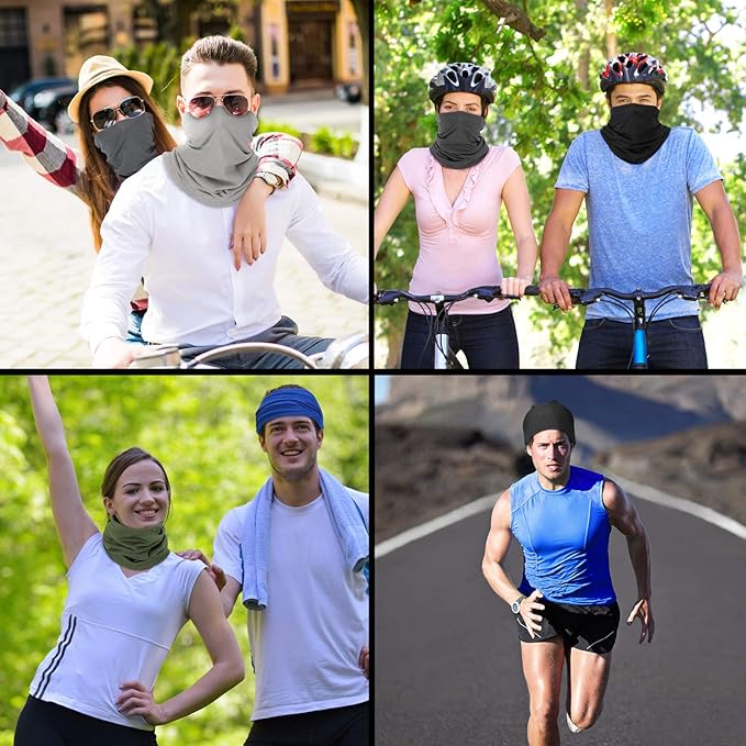 Geyoga Neck Gaiter Bandana Face Mask Summer UV Protection Cooling Breathable Face Mask Neck Scarf Balaclava for Men Women