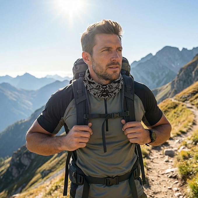 UPF 50 Sun Protection Neck Gaiter - 13-in-1 Multifunctional Face Cover for Hiking, Fishing, Cycling