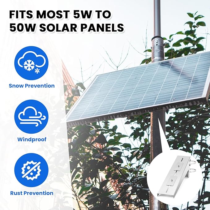 2 Pack Solar Panel Pole Mount Kit Universal Angle Adjustable Solar Panel Brackets Single Arm Pole from 5w to 50w