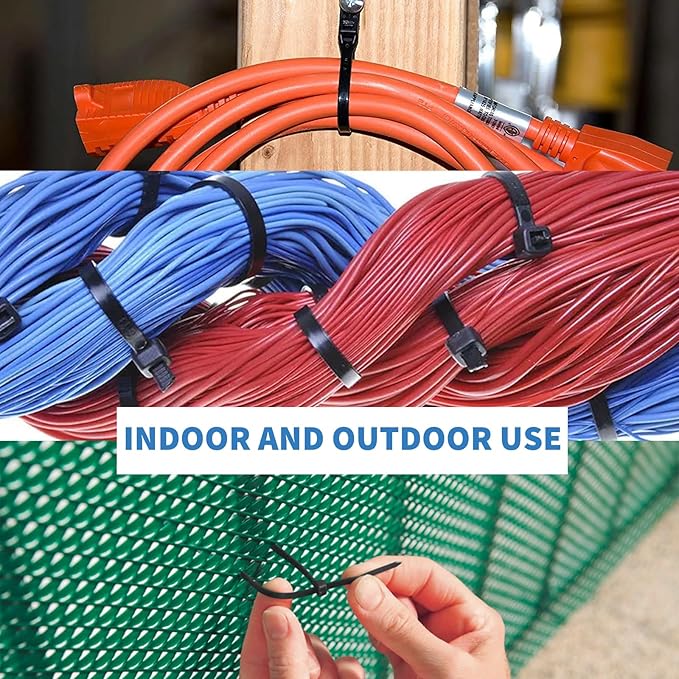 Zip Ties 12 Inch 100 Pack Heavy Duty 50 Lbs Tensile Strength - UV Resistant Self-Locking Black Nylon Cable Ties for Indoor and Outdoor Cable Management