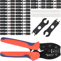 123PCS Solar Crimper Tool Kit - 30 Pairs Solar Connectors 30 Pairs Solar Connector Pins 2 PCS Spanner Wrench 1 Wire Crimper Stripper Tool for 2.5/4/6mm² Solar Panel Installation Assembly Tools