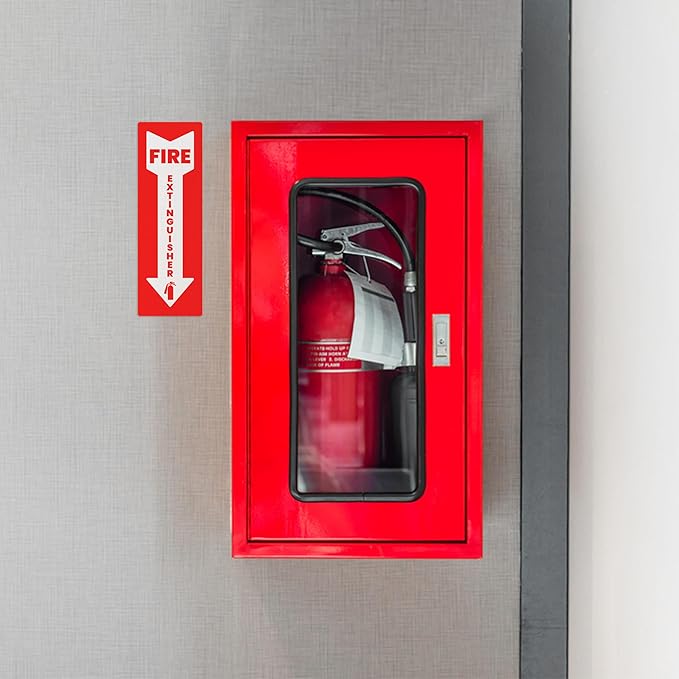Fire Extinguisher Sticker (Vertical) for Commercial and Business Use: Office, Facility, Landlord - High Visibility Fire Extinguisher Sign for Safety and Compliance: Size 6" x 2", 20 Labels