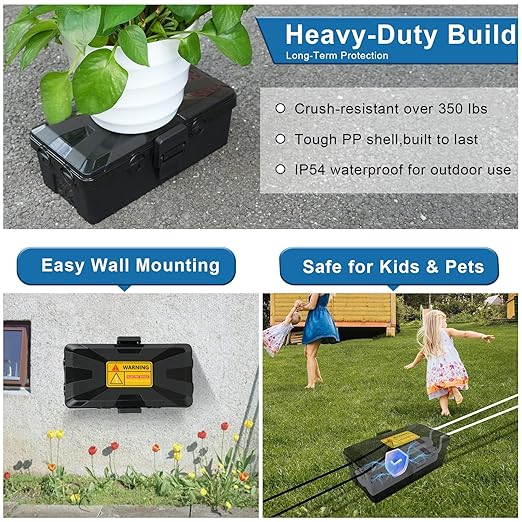 NineLeaf Outdoor Waterproof Electrical Box,IP54 Weatherproof Extension Cord Cover, Protect Outlet, Plug, Socket, Timer, Power Strip, Holiday Light Decoration,10.3x5.9x3.7inch,Black