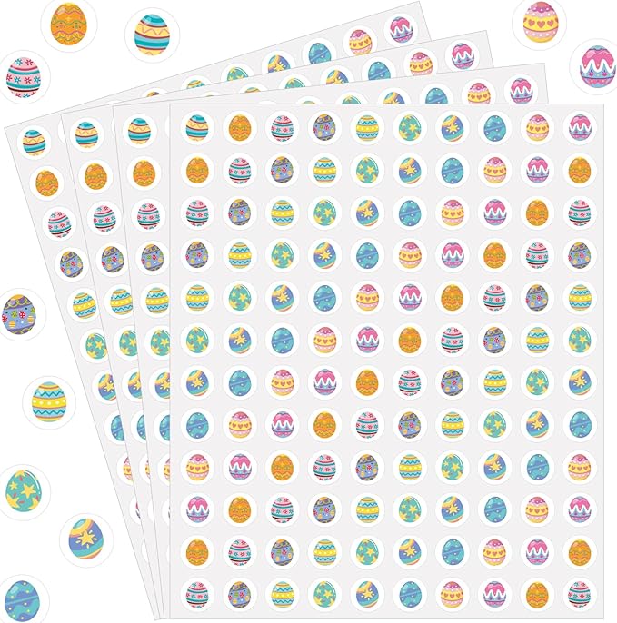 2400 Pcs Small Stickers for Kids,Easter Egg Mini Sticker Colorful Paper Decals 10 Egg Styles Self-Adhesive Stickers for Party Envelopes Scrapbook Gifts DIY Supplies,0.5in（Egg）