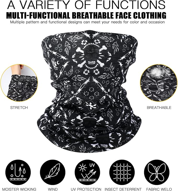 SATINIOR Summer Camo Neck Gaiter UV Protection Cooling Face Mask Sun Hood Bandanas for Men Women Sunscreen Breathable Bandana