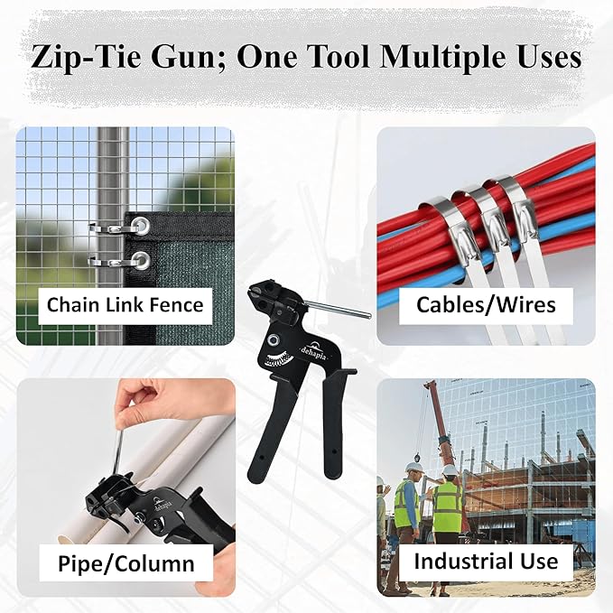 Heavy Duty Stainless Steel Cable Tie Gun Kit – 150 PCS 11.8" 304 Metal Zip Ties with Professional Tensioning & Flush Cutting Tool for Fence, Exhaust & Outdoor Use