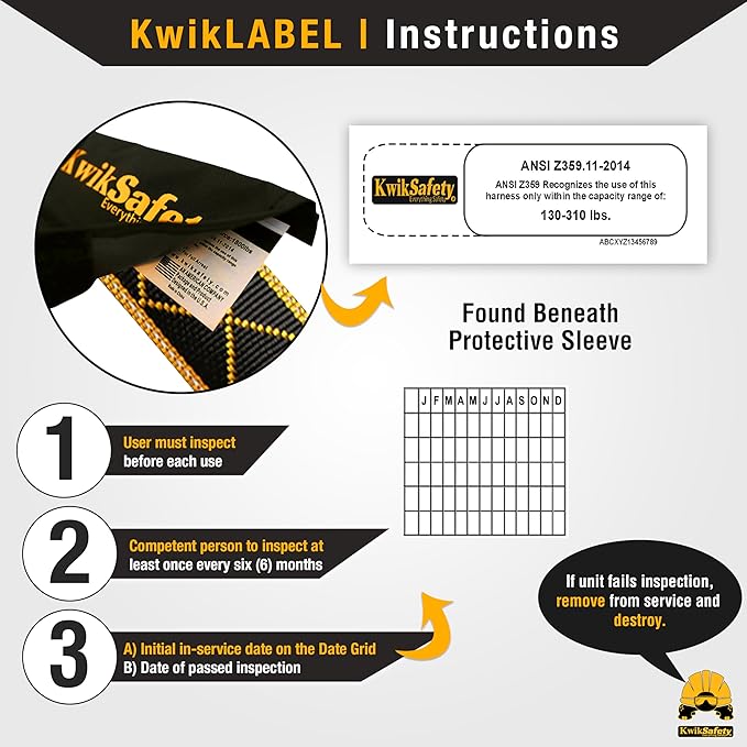 KwikSafety - TYPHOON Safety Harness [3 D-RINGS + BACK SUPPORT] Safety Harness Fall Protection Kit, 2025 ANSI Compliant