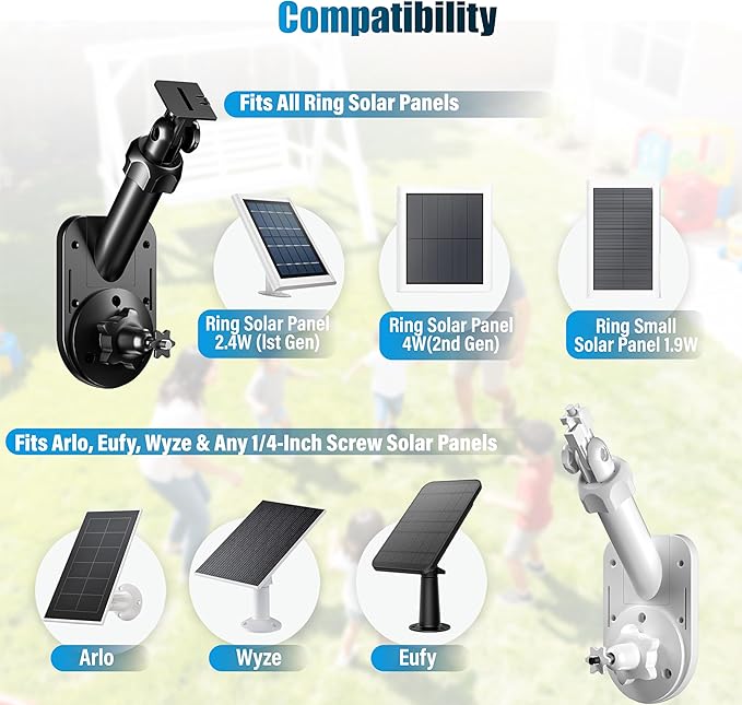 2-in-1 Wall and Pole Mount for Ring Cameras | Compatible with Ring Spotlight Cam Pro/Plus, Stick Up Cam & Solar Panels | Universal 1/4 Inch Screw for Arlo, Eufy, Wyze and More Cameras & Solar Chargers