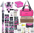 Goture Pink Fishing Rod and Reel Combo - ML Action Spinning Reel Pole with Pink Bag - Telescopic Rod Kit for Starter Travel Saltwater Freshwater, Gift for Woman