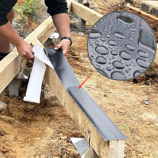 LLPT Joist Tape for Decking 2” x 50 Ft 0.05" Thick Flashing Joist Protection Tape Heavy Duty Self Sealing Waterproof Butyl Sealant for Wood Decks Building Joists Seams 1 Roll Black (JDT05050)
