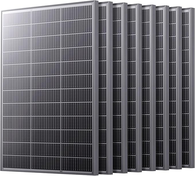 N-Type 100W 12V Solar Panel, 8-Pack (800W Total), 25% High-Efficiency Compact 16BB Monocrystalline Solar Panels for RV, Off-Grid, Cabin & Home Backup Power