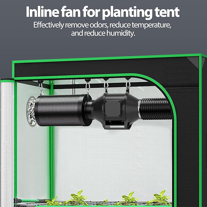 Toolazy Pro 4" Inline Duct Fan 214CFM with 10-Speed Digital Button Controller - EC Motor Ventilation Kit for Basement Dehumidification, Hydroponic Systems & Grow Tent Air Exchange (Ultra-Quiet Design)
