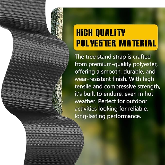 Tree Stand Harness Strap, Treestand Gear Hanger Starp with Multiple Carabiner Hooks for Hunting