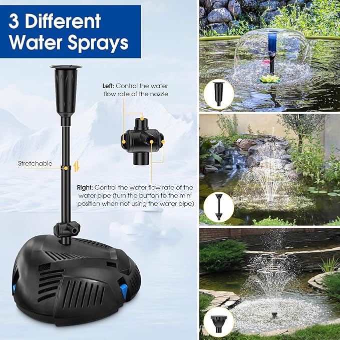 Antfraer 70W Solar Pond Filter with Water Pump, Solar Pond Filter with Water Shortage Protection, Pond Pump with 17FT +10FT Cord For Fish Pond Garden Waterfall Clean & Clear