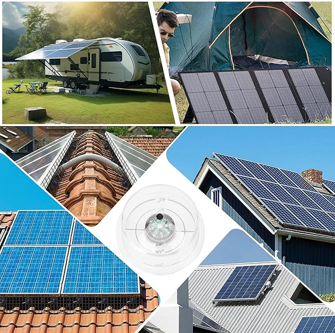 Solar Angle Guide,Clear Waterproof Solar Angle Alignment Tool with Compass - Solar Panel Sun Tracker, Portable Solar Panel Accessories to Improve Solar Energy Efficiency