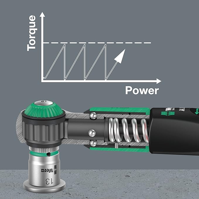 Wera 05075800001 Safe-Torque A 1 Torque Wrench with 1/4" Square Head Drive, 2-12 Nm, Black Green