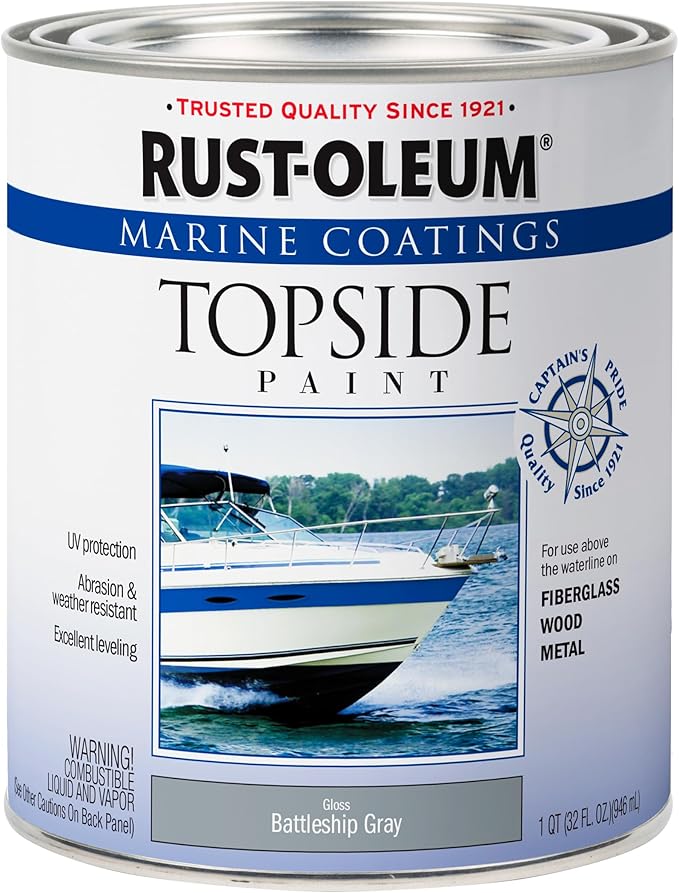 Rust-Oleum 207005 Marine Coatings Topside Paint, Quart, Battleship Gray