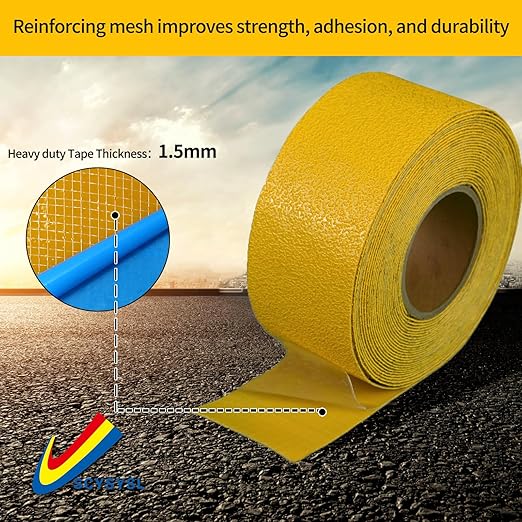 Reflective Pavement Marking Tape Slip-Resistant and Durable, Heavy-Duty Rubber Base for Outdoor Applications, Perfect for Driveways, Walkways, and Parking Areas (Yellow, 4 Inch X 36 Feet)