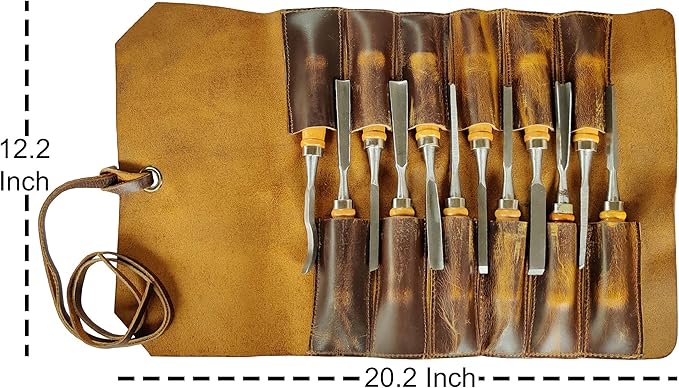 Leather Tool Roll Up Pouch - Leather Tool Wrench Roll/Chisel Bag by Rustic Town