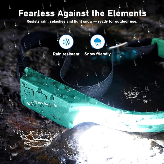 Headlamp Rechargeable LED (2-Pack, Green) 230° Wide Beam, USB-C Lightweight Head Lamp, Long Runtime, Water-Resistant for Camping, Hiking, Running, Fishing, Repair Work