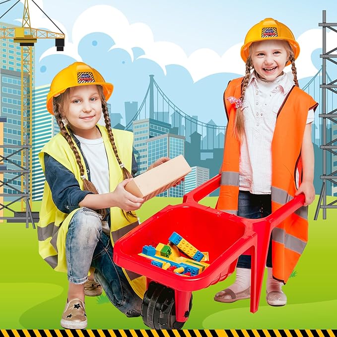 6 Pcs Construction Hats Plastic Hard Hat Construction Worker Hat Helmet for Girl Boy Engineer Building Theme Party