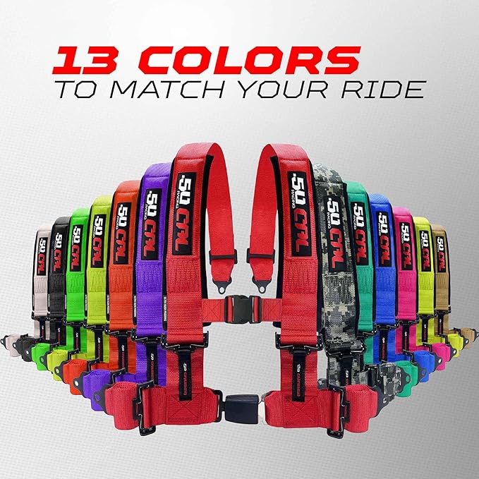 1pc 4 Point Harness for Bucket Seat Push Release 10 Color Harnesses Racing Harness 4 point Race Car UTV, RZR (Teal, 2in)