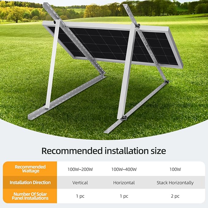 FLYING LION 1 Sets 45inch Adjustable Solar Panel Tilt Mount Brackets with Foldable Tilt Legs, Ieal for 2-4pcs 180 200 300 400 Watt Solar Panel for Roof, RV, Boat, and Off-Grid