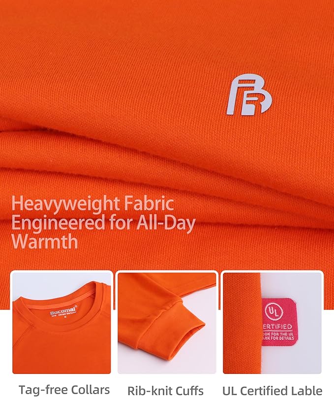 BOCOMAL FR Shirt 7oz Heavyweight Flame Resistant Shirts for Men Fire Retardant Long Sleeve Crew Work Shirts CAT2