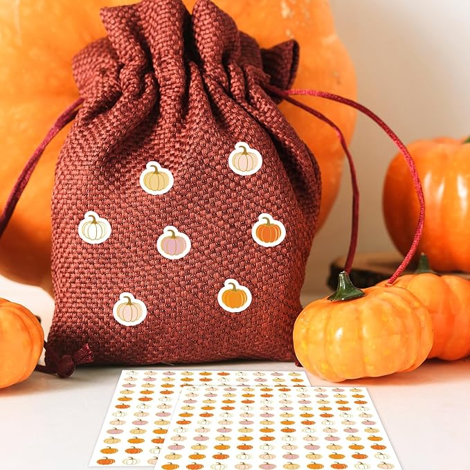 JarThenaAMCS 2400 Pcs Fall Mini Pumpkin Stickers Pink Orange Pumpkin Paper Decals Autumn Adhesive Incentive Stickers for Thanksgiving Teacher Rewards DIY Crafts Gift Wrapping