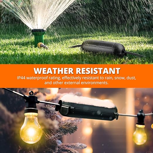 QUOBAS Outdoor Extension Cord Cover, Weatherproof Electrical Connection Box with Lockable Latches and Mounting Holes for Outdoor Sockets, Plugs, Outlets, Holiday Lighting, Power Tools, Black