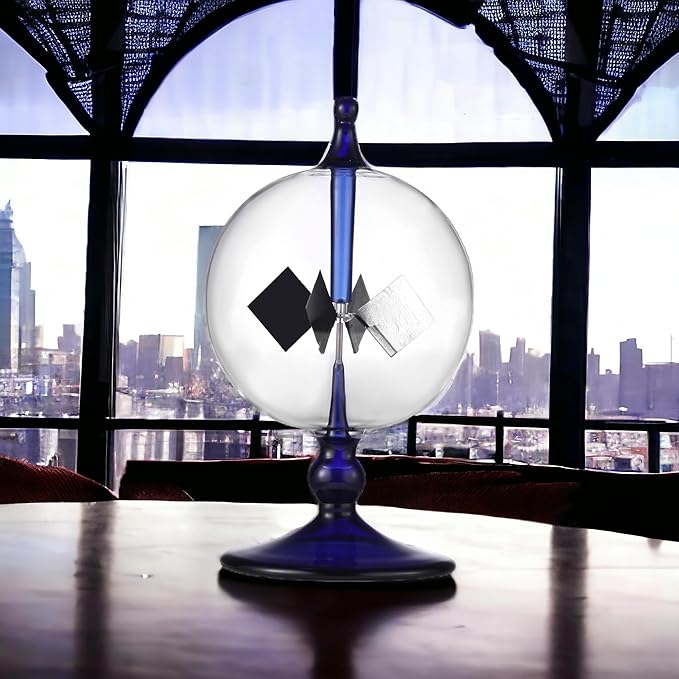 Blue Solar Power Radiometer Sun Light Energy Crookes Spinning Vanes Glass Windmill Gift Home Desk Decoration