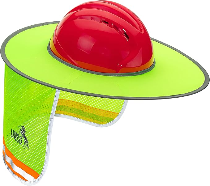 UNCO- Hard Hat Sun Shield, 4 Pack, Green, Full & Standard Brim Mesh Sunshade High Visibility Reflective, Hard Hat Accessories