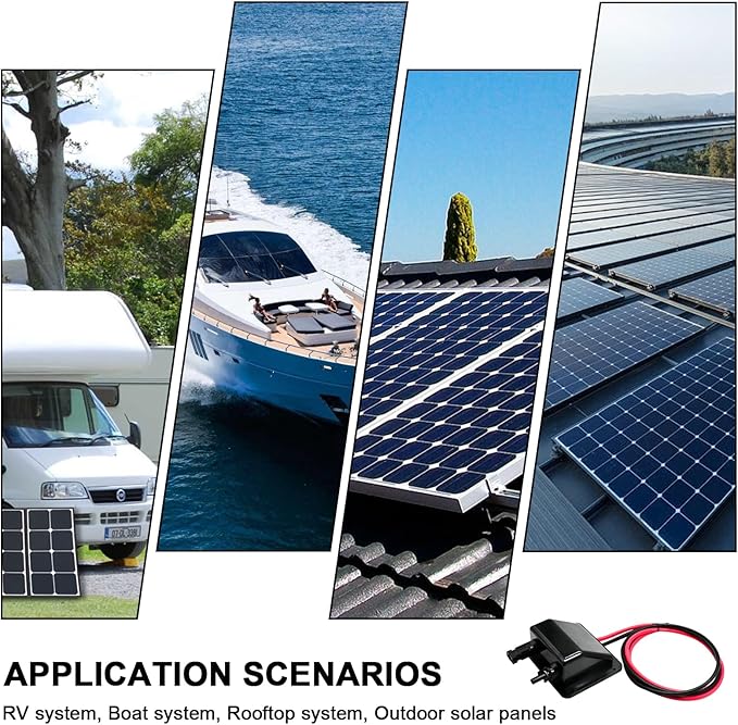 Solar Cable Entry Gland with 10AWG 3.28Ft Solar Extension Cable, UV Resistance, Waterproof Solar Junction Box for RV, Boat, Campe, Van(Black)