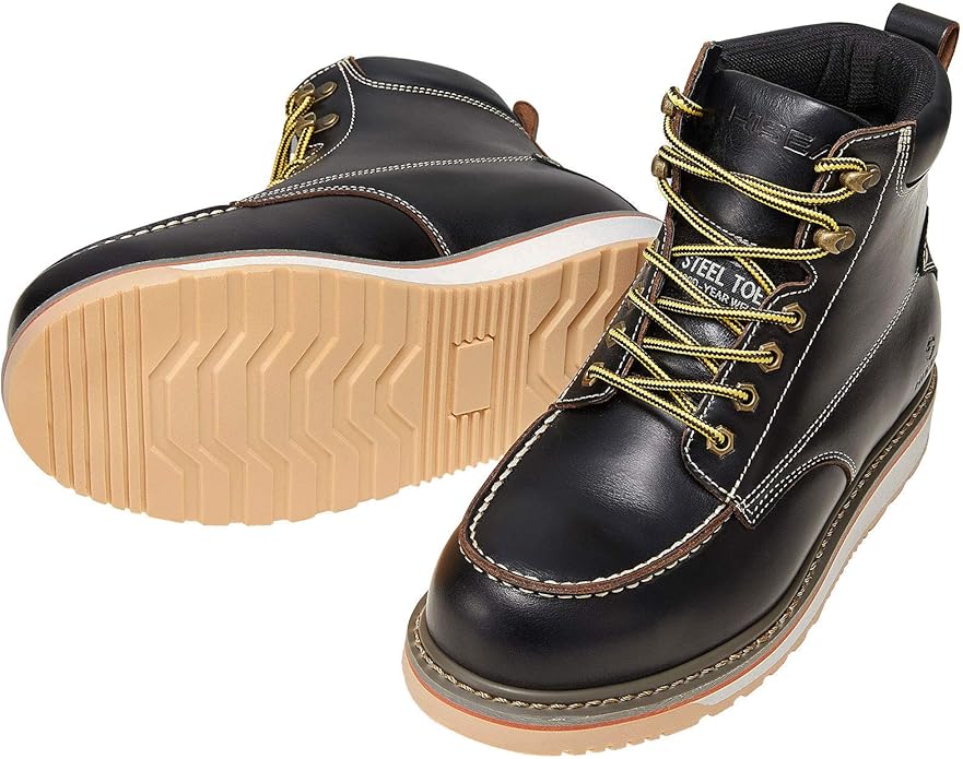 HISEA NINGO Work Boots for Men Steel/Soft Toe Boots,6” Water Resistant Slip Resistant Industrial & Construction Work Shoes, Composite Toe Working Boot