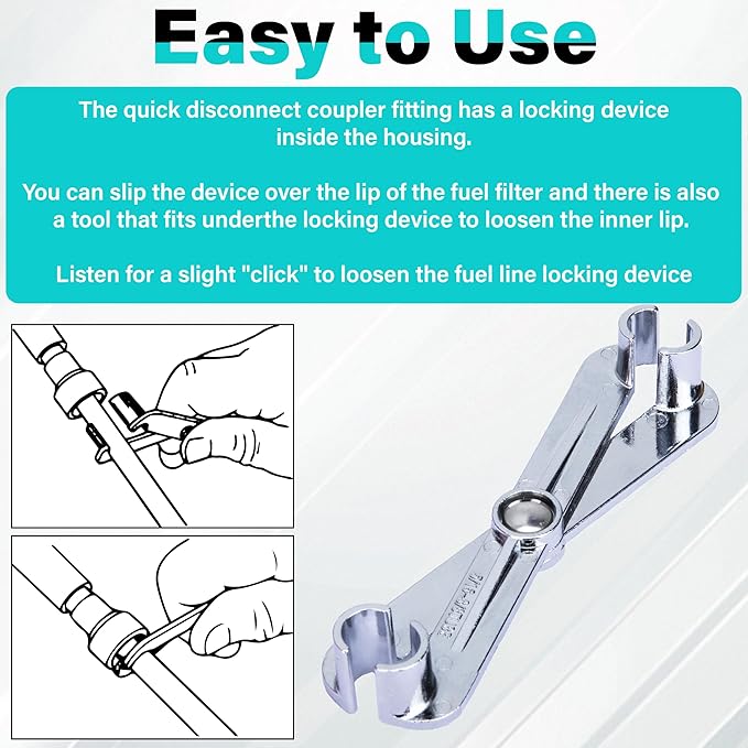 Fuel Line Disconnect Tool, 3/8 Inch and 5/16 Inch Metal Fuel Filter Removal Tool, Multi-Purpose Scissor Fuel Line Wrench Fittings for Fuel, Heater, and A/C Line Service, Universal for Most Vehicles