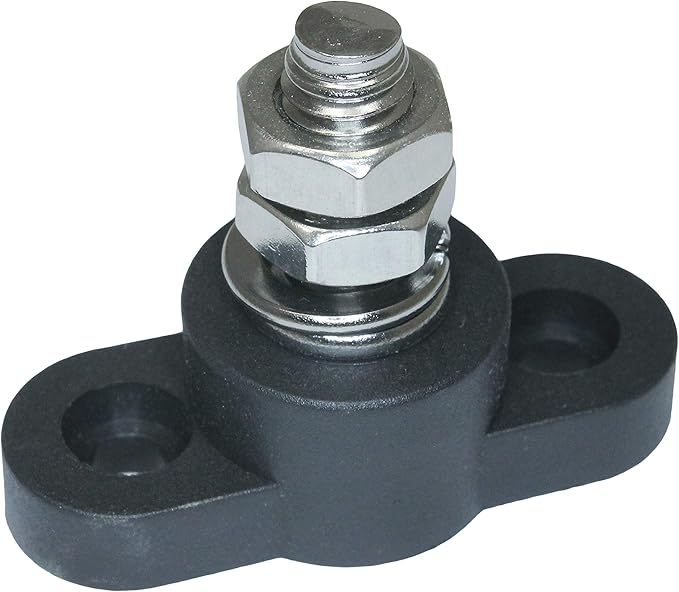 Positive Insulated Battery Power Junction Post Block 3/8 Lug X 16 Thread (Red & Black Set) Stainless Steel Stud