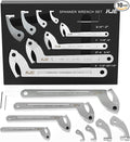 KJE 10PCS Adjustable Pin Spanner Nut Wrench Tool Set, C-Shape Pin Hook Wrench Tools with Replaceable Heads for Pipes Heating Cars, Coilover Wrenches for Suspension System, Bearing, 3/4" to 6-7/10"