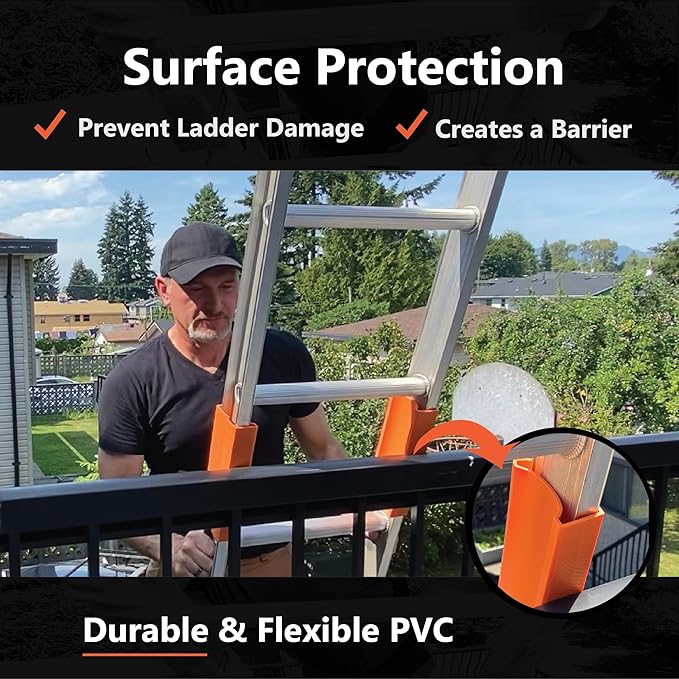 LADDER BODYGUARD Ladder Protection Covers for Gutters & Roof, Non-Marring, Prevent Scratches & Dents, Corner Cover | Universal Fit Extension & Multi-Position Ladder Accessory Guards