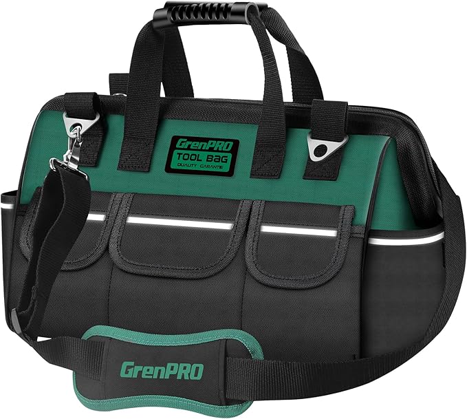 Tool Bag Organizer for Men, Wide Mouth Small Tool Bags,13.5 Inch Soft Handle Toolbox Organizer Storage, Large Zipper Electrician Tool Bag