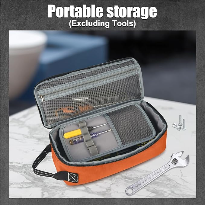 LAKE OF FIRE 12.6" Small Tool Bag Pouch for Men with Multiple Pockets, Waterproof Heavy Duty Tool Bag Organizer with Zipper and Portable Handle (Orange)