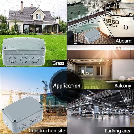 Nineleaf 6PK Outdoor Junction Box ABS Plastic Dustproof IP66 Waterproof Universal Electrical Boxes Project Enclosure Grey 4 7/8" 3 1/4" 2 1/4" inch (125x86x62mm) fit 20mm Cable Gland for Outdoor Use