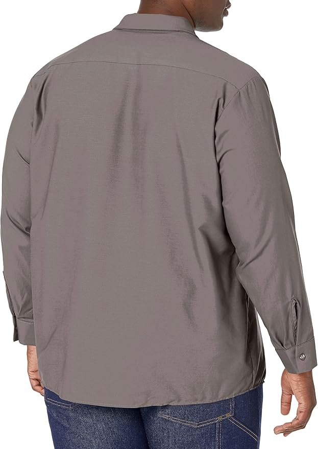 Red Kap Men's Long Sleeve Industrial Work Shirt | Moisture Wicking Button Up, Wrinkle Resistance Fights Fading & Stains