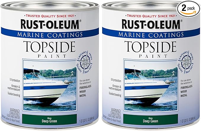 Rust-Oleum, Deep Green 207007 Marine Coatings Topside Paint, Quart, 32 Fl Oz (Pack of 2), 11