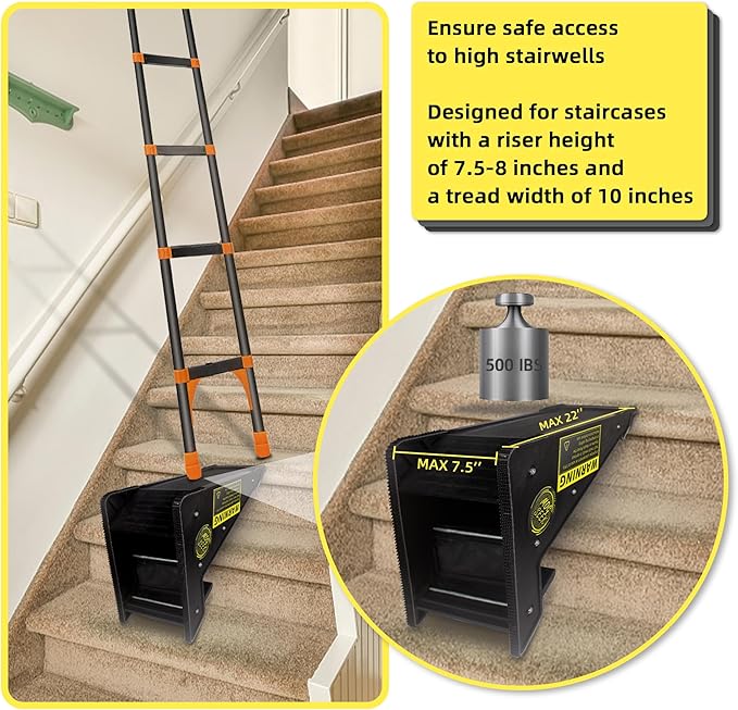 Ladder Leveler, Pitch Hopper, Ladder Stabilizer with Storage, Ladder Levelers for Stairs and Extension Ladders, Easy to Use, Conquer Uneven Ground (Regular Black)
